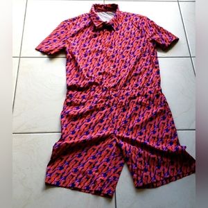 #10441-10 Buttoned jumper with short sleeves,M and L,Multicolored.